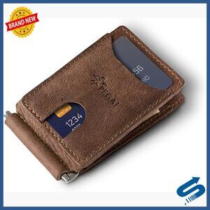 Slim Full Grain Leather Wallet with Money Clip & Card Slots